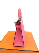Hermes Mini Kelly Rose Azalee Epsom Leather with Palladium Hardware Handbag