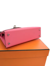 Hermes Mini Kelly Rose Azalee Epsom Leather with Palladium Hardware Handbag