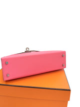 Hermes Mini Kelly Rose Azalee Epsom Leather with Palladium Hardware Handbag