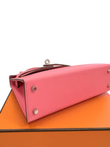 Hermes Mini Kelly Rose Azalee Epsom Leather with Palladium Hardware Handbag