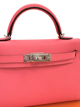 Hermes Mini Kelly Rose Azalee Epsom Leather with Palladium Hardware Handbag