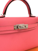 Hermes Mini Kelly Rose Azalee Epsom Leather with Palladium Hardware Handbag