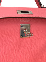 Hermes Mini Kelly Rose Azalee Epsom Leather with Palladium Hardware Handbag