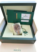 Rolex Datejust 41mm Two-Tone Rose Gold Steel Fluted Chocolate Dial Watch 126331