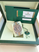 Rolex Datejust 41mm Two-Tone Rose Gold Steel Fluted Chocolate Dial Watch 126331