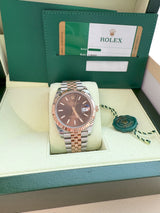 Rolex Datejust 41mm Two-Tone Rose Gold Steel Fluted Chocolate Dial Watch 126331