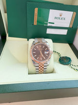 Rolex Datejust 41mm Two-Tone Rose Gold Steel Fluted Chocolate Dial Watch 126331