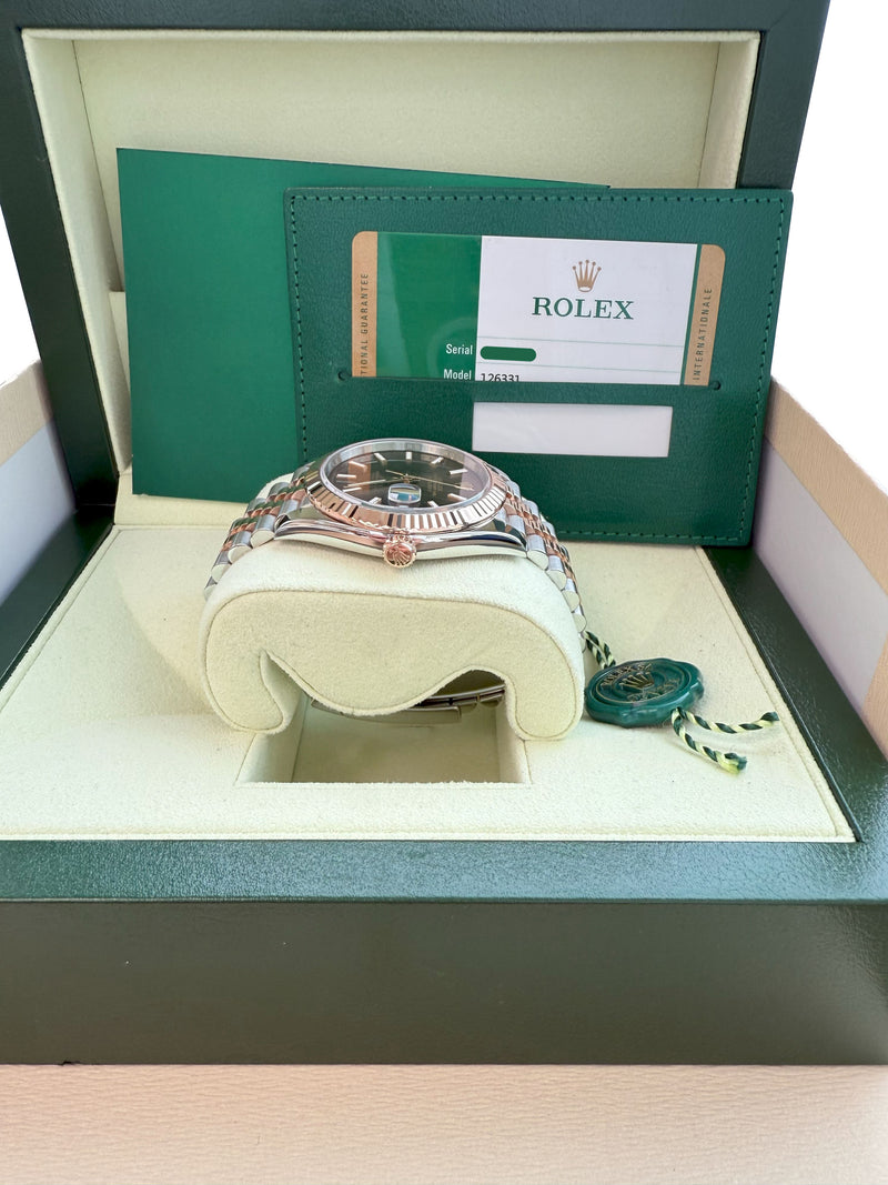 Rolex Datejust 41mm Two-Tone Rose Gold Steel Fluted Chocolate Dial Watch 126331