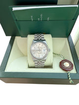 Rolex Datejust 36mm Silver Dial Vintage Steel Engine Turned Bezel Watch 16030