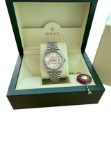 Rolex Datejust 36mm Silver Dial Vintage Steel Engine Turned Bezel Watch 16030