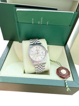 Rolex Datejust 36mm Silver Dial Vintage Steel Engine Turned Bezel Watch 16030
