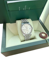 Rolex Datejust 36mm Silver Dial Vintage Steel Engine Turned Bezel Watch 16030