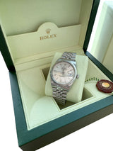 Rolex Datejust 36mm Silver Dial Vintage Steel Engine Turned Bezel Watch 16030