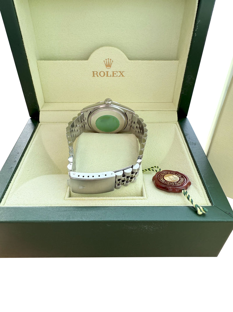 Rolex Datejust 36mm Silver Dial Vintage Steel Engine Turned Bezel Watch 16030