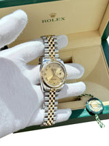 Rolex Datejust 36mm Steel Yellow Gold Champagne Roman Dial Mens Watch 116233