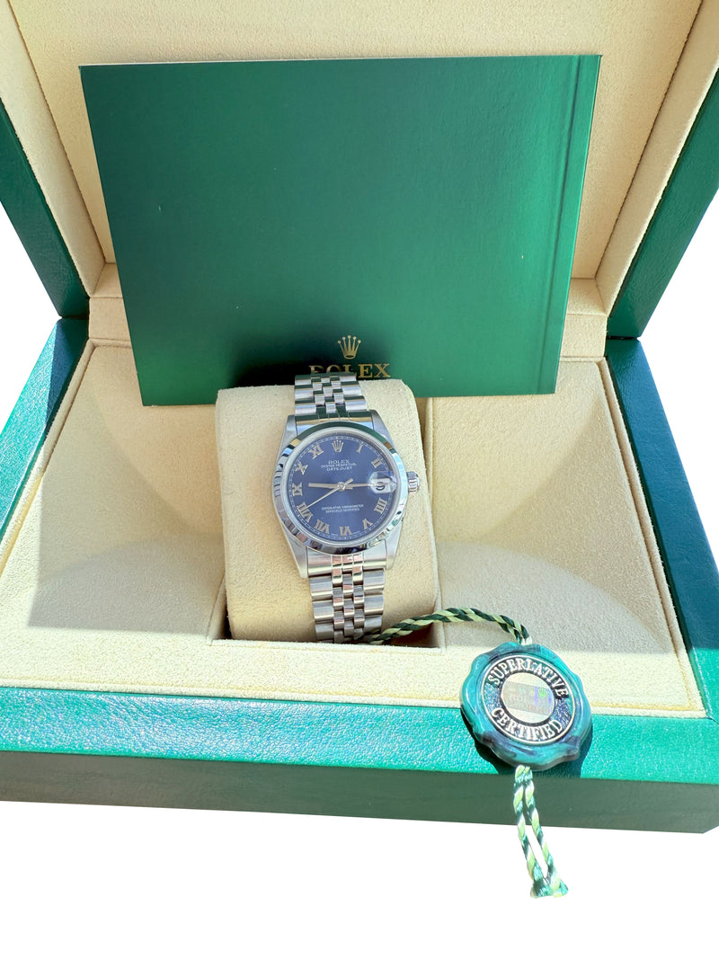 Rolex Datejust 31mm Midsize Blue Roman Dial Steel Jubilee Ladies Watch 78240