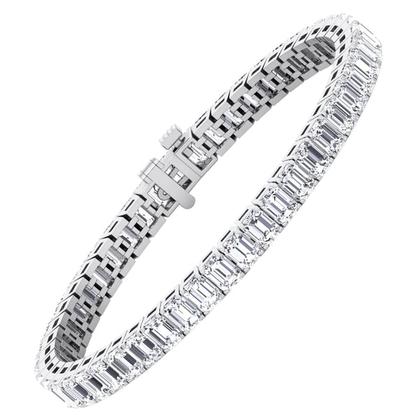 9.97 Carats Emerald-Cut Natural Diamond Tennis Bracelet VVS1/VVS2 Platinum