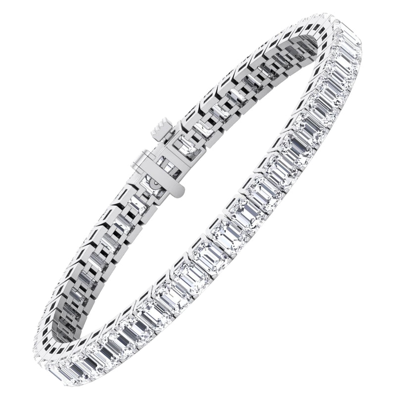 9.97 Carats Emerald-Cut Natural Diamond Tennis Bracelet VVS1/VVS2 Platinum