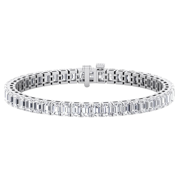 9.97 Carats Emerald-Cut Natural Diamond Tennis Bracelet VVS1/VVS2 Platinum