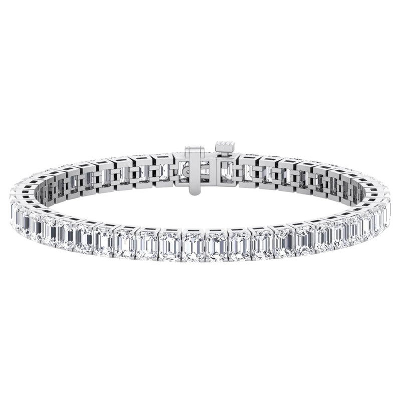 9.97 Carats Emerald-Cut Natural Diamond Tennis Bracelet VVS1/VVS2 Platinum