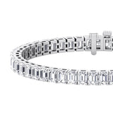 9.97 Carats Emerald-Cut Natural Diamond Tennis Bracelet VVS1/VVS2 Platinum