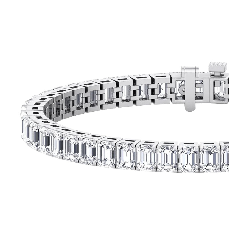 9.97 Carats Emerald-Cut Natural Diamond Tennis Bracelet VVS1/VVS2 Platinum