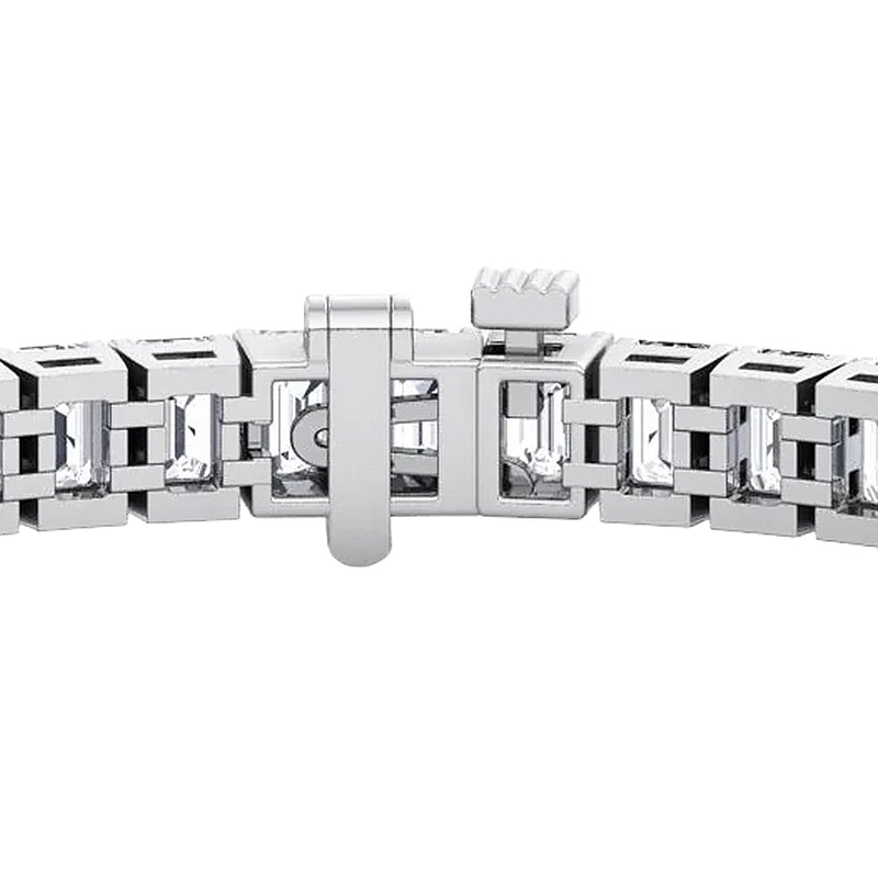 9.97 Carats Emerald-Cut Natural Diamond Tennis Bracelet VVS1/VVS2 Platinum