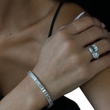 9.97 Carats Emerald-Cut Natural Diamond Tennis Bracelet VVS1/VVS2 Platinum