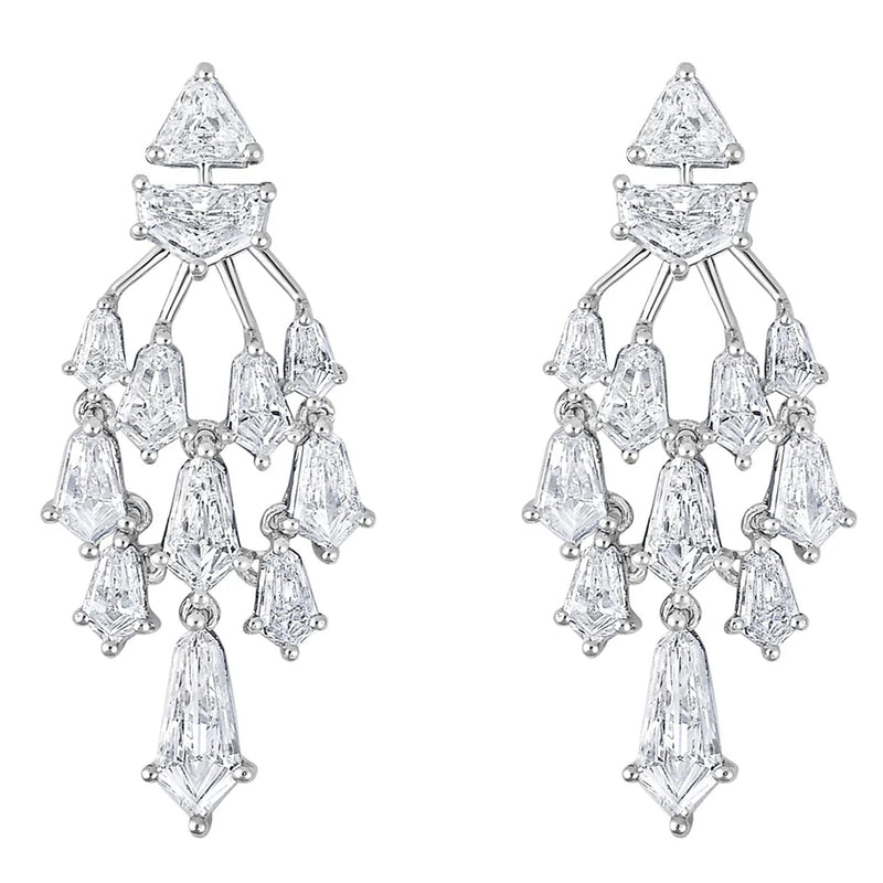 Ruchi New York 4.33 Carats Devi Diamond Chandelier Earrings In 18K White Gold