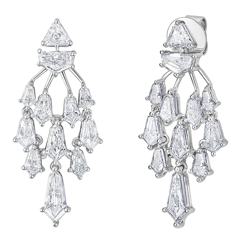 Ruchi New York 4.33 Carats Devi Diamond Chandelier Earrings In 18K White Gold