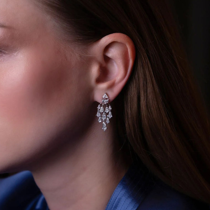 Ruchi New York 4.33 Carats Devi Diamond Chandelier Earrings In 18K White Gold