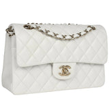 Chanel Small Classic Double Flap White Caviar Light Gold Hardware