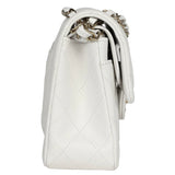 Chanel Small Classic Double Flap White Caviar Light Gold Hardware