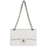 Chanel Small Classic Double Flap White Caviar Light Gold Hardware