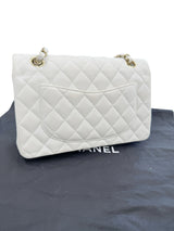 Chanel Small Classic Double Flap White Caviar Light Gold Hardware