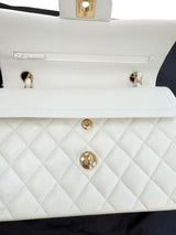 Chanel Small Classic Double Flap White Caviar Light Gold Hardware
