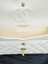 Chanel Small Classic Double Flap White Caviar Light Gold Hardware