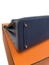 Hermes Birkin 30 Bleu Iris Gris Agate Ostrich Horseshoe Matte Gold Hardware