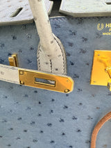 Hermes Birkin 30 Bleu Iris Gris Agate Ostrich Horseshoe Matte Gold Hardware