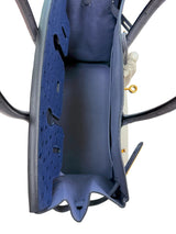 Hermes Birkin 30 Bleu Iris Gris Agate Ostrich Horseshoe Matte Gold Hardware