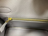 Hermes Birkin 30 Bleu Iris Gris Agate Ostrich Horseshoe Matte Gold Hardware