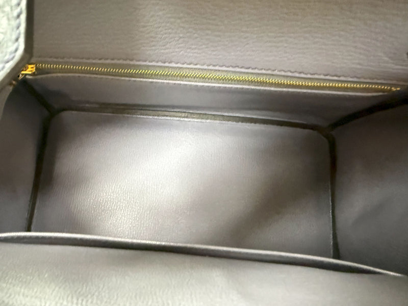 Hermes Birkin 30 Bleu Iris Gris Agate Ostrich Horseshoe Matte Gold Hardware
