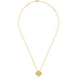 Van Cleef & Arpels Vintage Alhambra Guilloche Pendant Necklace 18K Yellow Gold