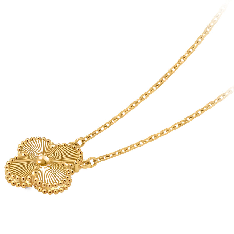 Van Cleef & Arpels Vintage Alhambra Guilloche Pendant Necklace 18K Yellow Gold