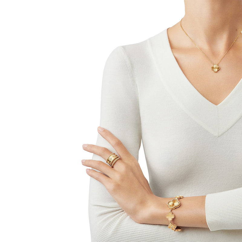 Van Cleef & Arpels Vintage Alhambra Guilloche Pendant Necklace 18K Yellow Gold