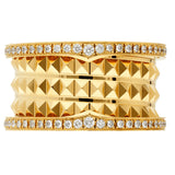 Bulgari B.zero1 Rock Four-Band Studded Spiral With Pave Diamonds Ring 18K Yellow Gold