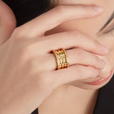 Bulgari B.zero1 Rock Four-Band Studded Spiral With Pave Diamonds Ring 18K Yellow Gold