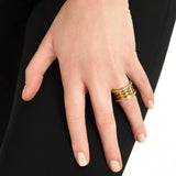 Bulgari B.zero1 Rock Four-Band Studded Spiral With Pave Diamonds Ring 18K Yellow Gold
