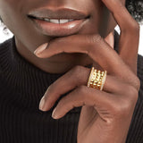 Bulgari B.zero1 Rock Four-Band Studded Spiral With Pave Diamonds Ring 18K Yellow Gold