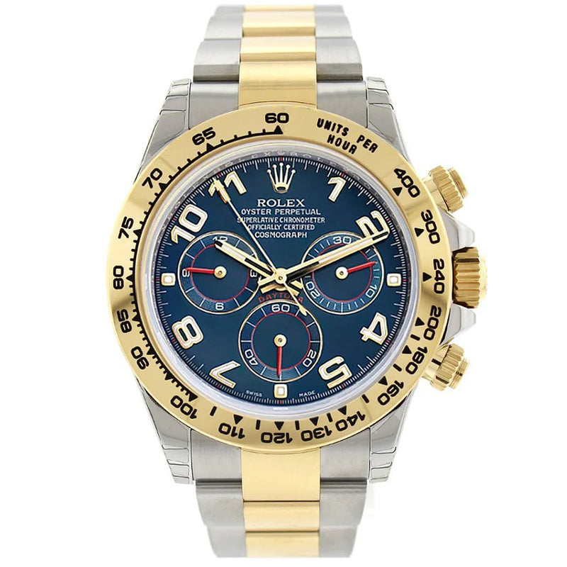 Rolex Cosmograph Daytona 40mm Blue Racing Dial Gold Steel Men's Watch 116503